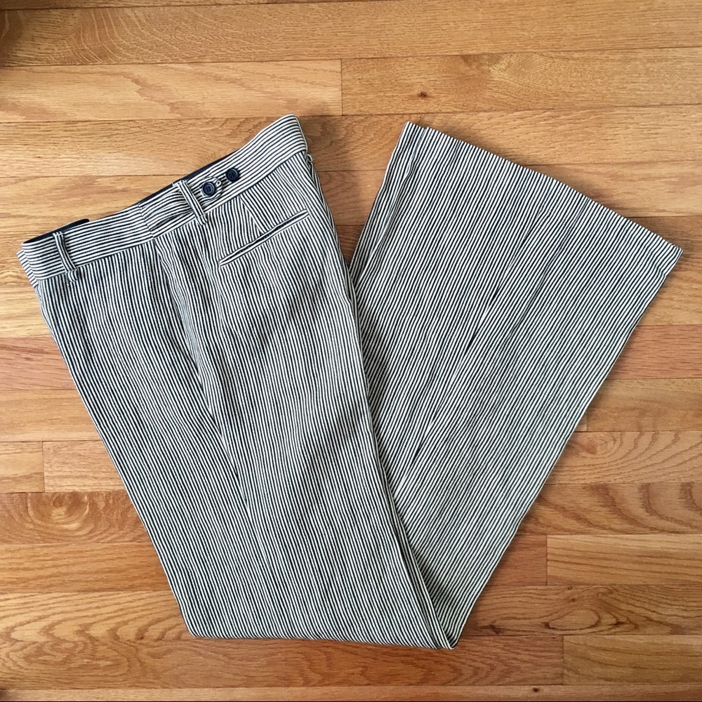 NWOT Wide Leg Stripe Linen 70s Retro Vibe Pants